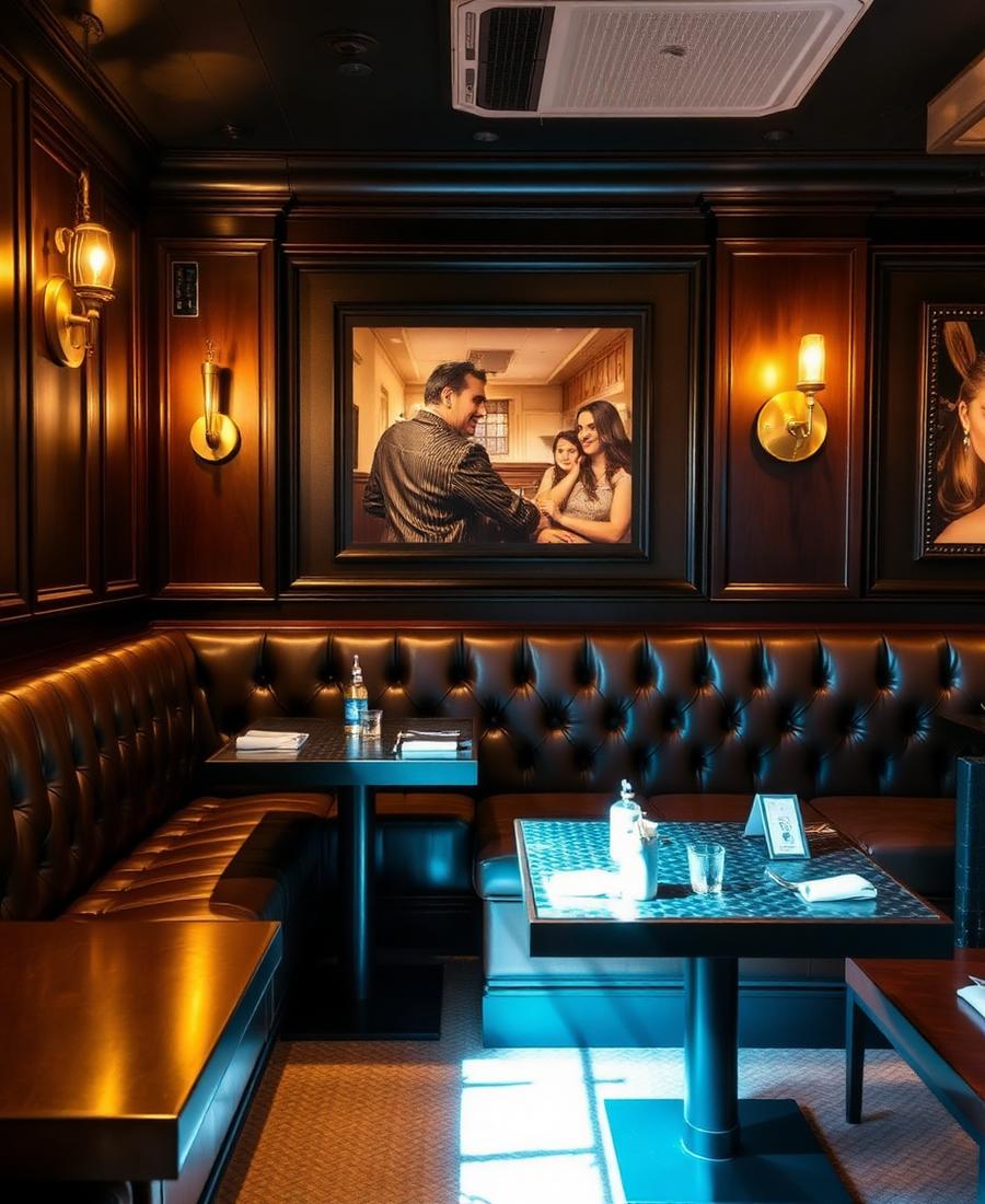 Banquette en cuir dans une salle chaleureuse